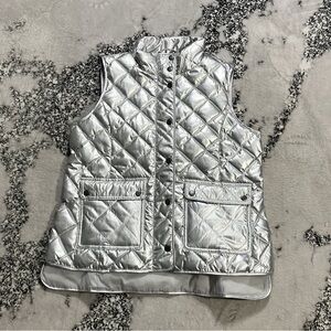 Talbots Metallic Silver Quilted Puffer Vest